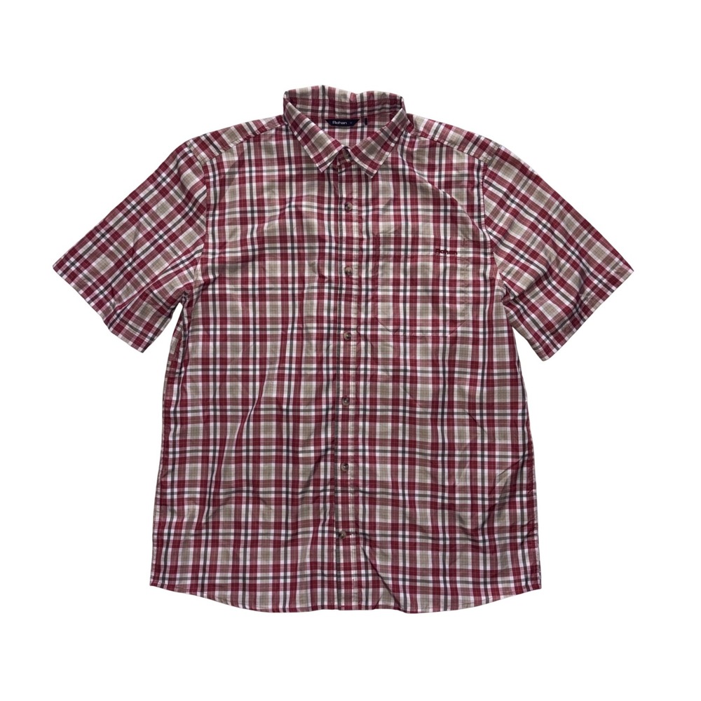 ROHAN Coast Shirt Mens Medium M Red Plaid UPF40 Short Sleeve Hiking RCL-J0032